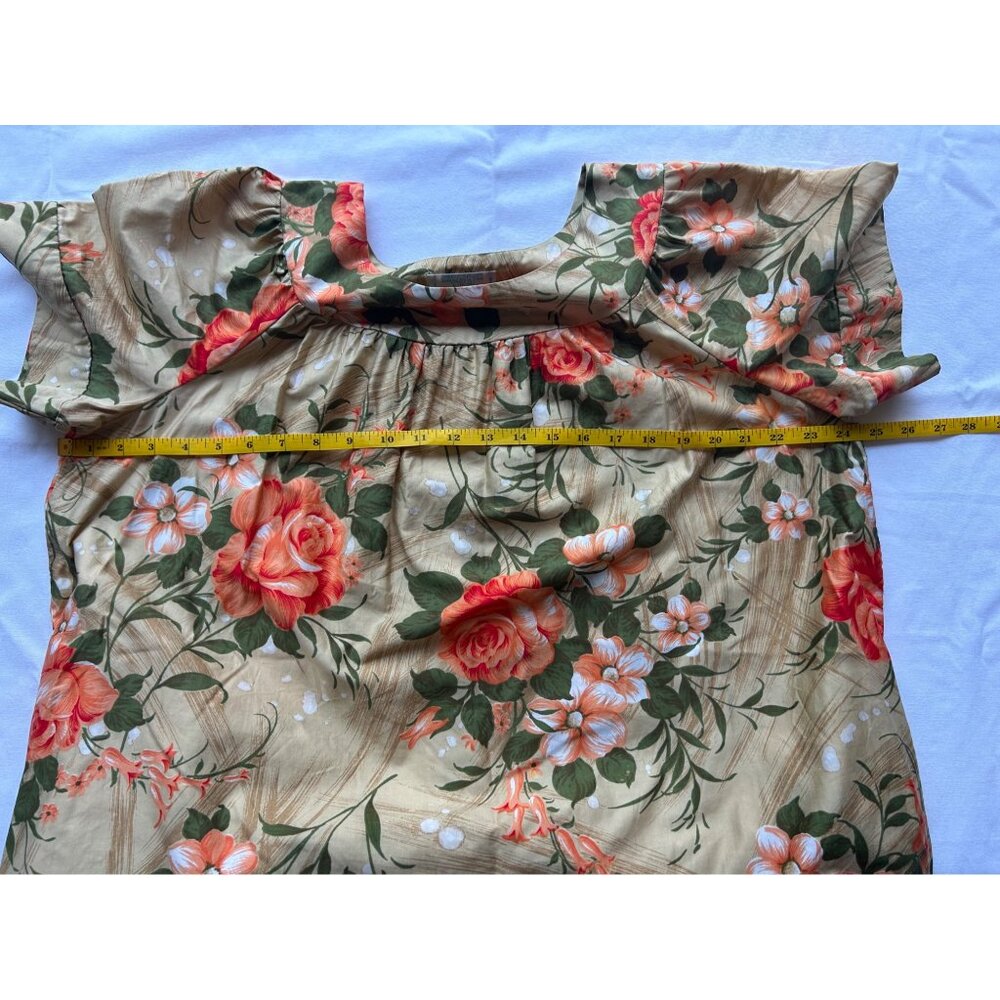 Vintage 70s Sears Floral MuuMuu Maxi Dress Caftan Hawaiian Print Sz  Lg 16-18 - Picture 8 of 9